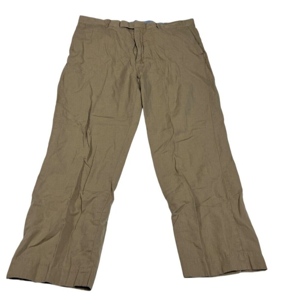Polo Ralph Lauren Pants Beige LINEN Cotton Blend Classic Flat Front Men's 36X27